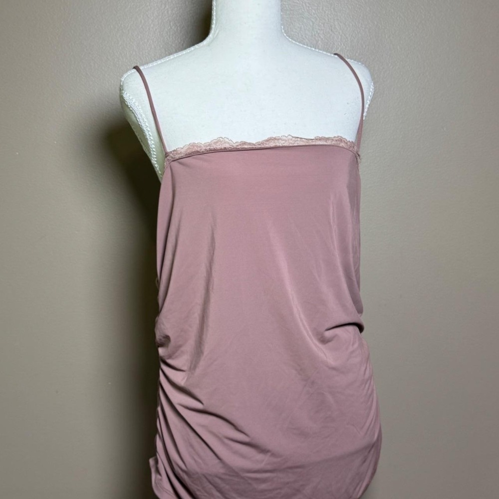 H&M Light Mauve Lace Trim Ruched Side Camisole Tank Top XL